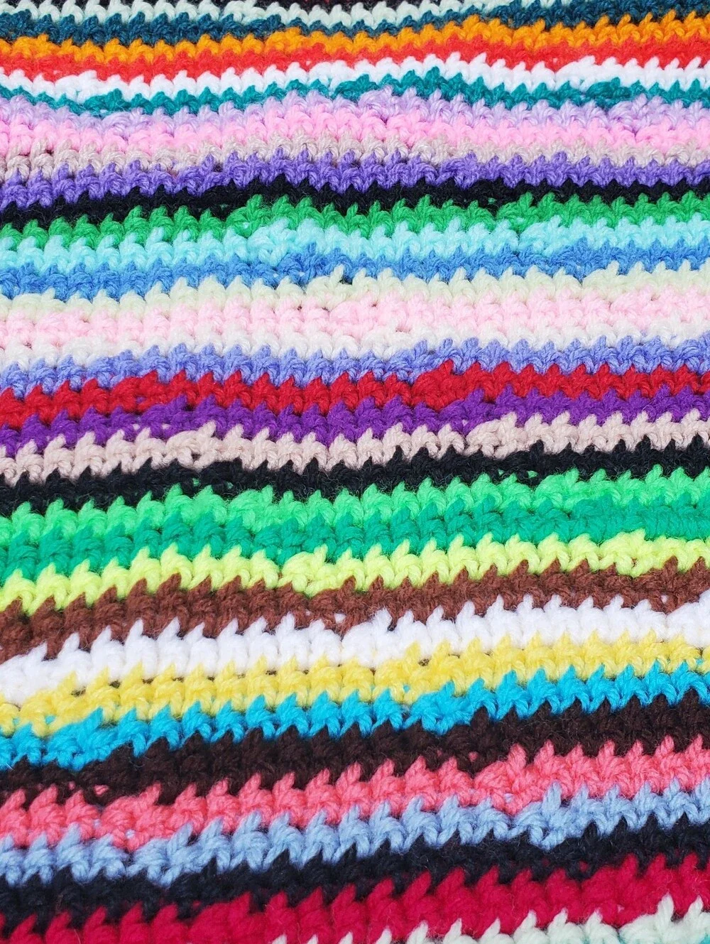 Vintage Rainbow Pride Crochet Knit Blanket 64 X 43 Inches